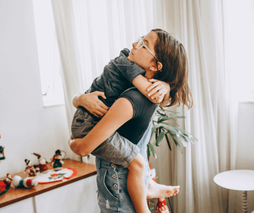 parent comforting child