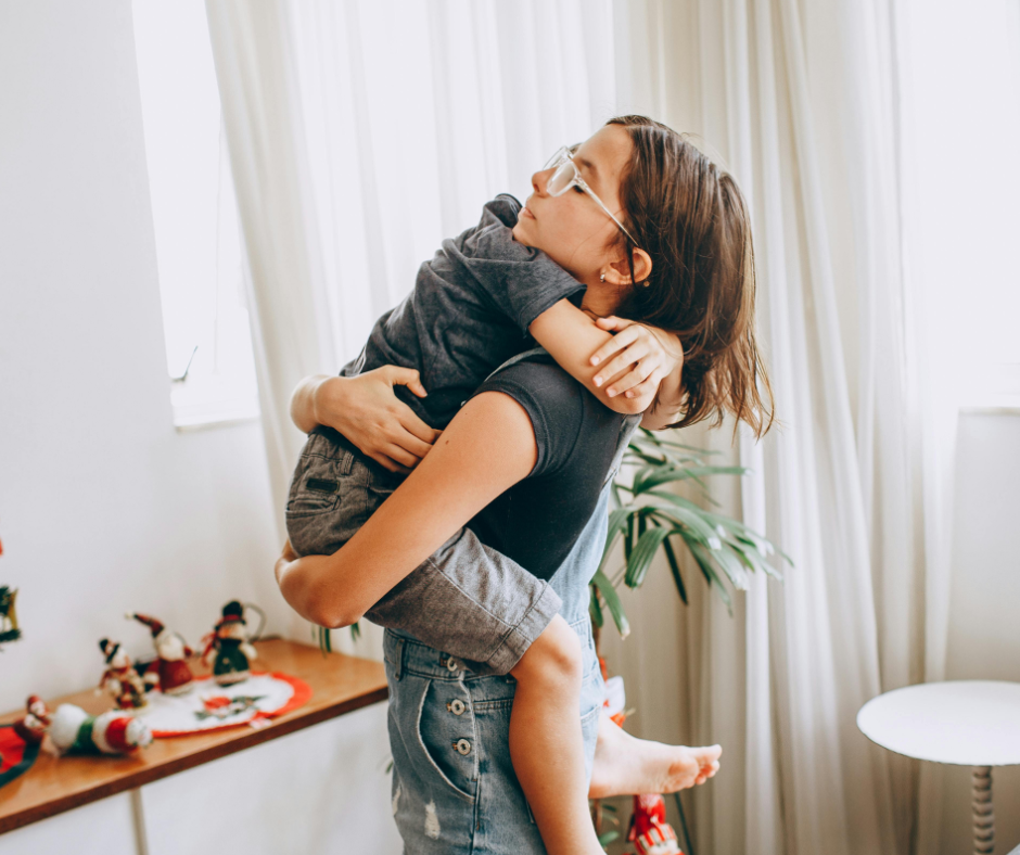 parent comforting child